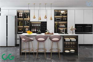 3d model of modern bar bar chair wine cabinet refrigerator decoration combination
